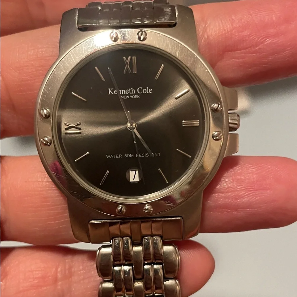 Kenneth Cole Men’s Stainless Steel Water Resistant Metallic Gray Silver Watch